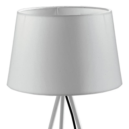 Lampada da Tavolo Treppiedi Bianco Metallo Paralume Tessuto Interno Moderno E27