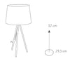 Lampada da Tavolo Treppiedi Bianco Metallo Paralume Tessuto Interno Moderno E27