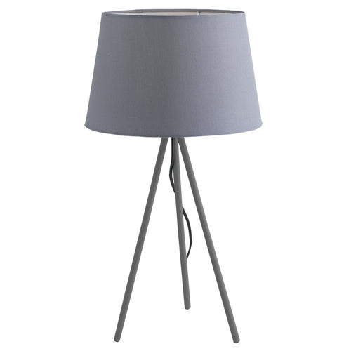 Lume Treppiedi Grigio Metallo Paralume Tessuto Lampada Scrivania Moderna E27