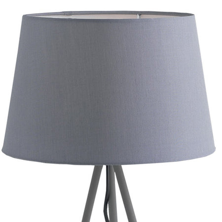 Lume Treppiedi Grigio Metallo Paralume Tessuto Lampada Scrivania Moderna E27
