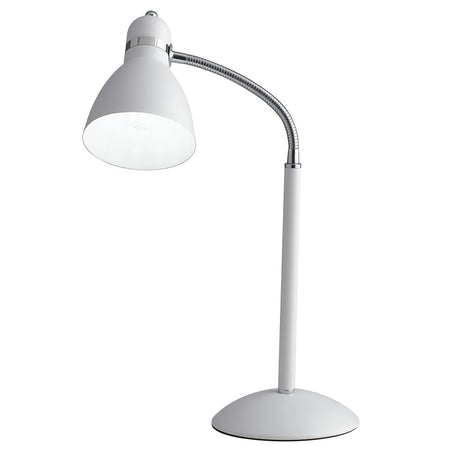 Lume Metallo Bianco Orientabile Lampada da Tavolo Scrivania Moderna E27