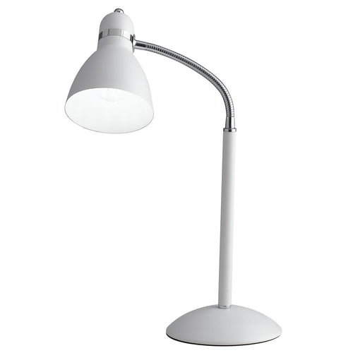 Lume Metallo Bianco Orientabile Lampada da Tavolo Scrivania Moderna E27
