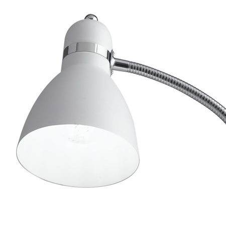 Lume Metallo Bianco Orientabile Lampada da Tavolo Scrivania Moderna E27