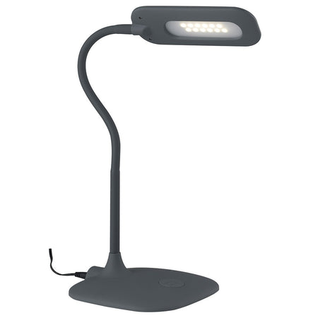 Lampada da Lettura Scrivania Silicone Grigio Metallo Plastica Comandi Touch Led 4,8 watt Luce Naturale