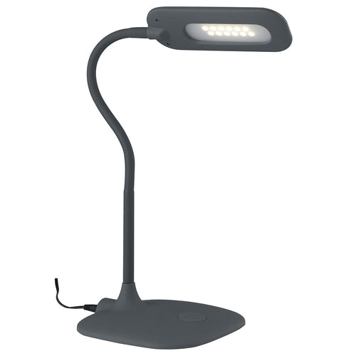 Lampada da Lettura Scrivania Silicone Grigio Metallo Plastica Comandi Touch Led 4,8 watt Luce Naturale