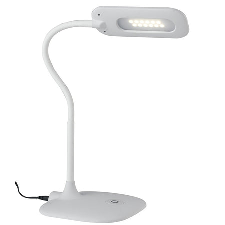 Lume Lampada Scrivania Bianca Comandi Touch Metallo Silicone Plastica Led 4,8 watt Luce Naturale
