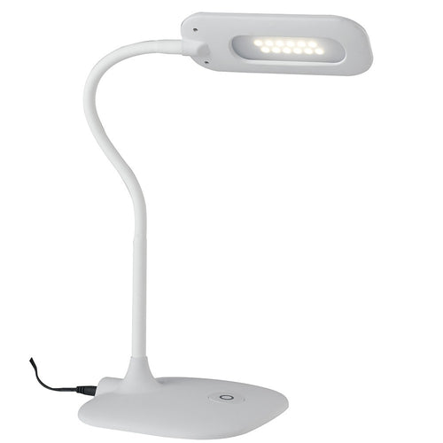 Lume Lampada Scrivania Bianca Comandi Touch Metallo Silicone Plastica Led 4,8 watt Luce Naturale