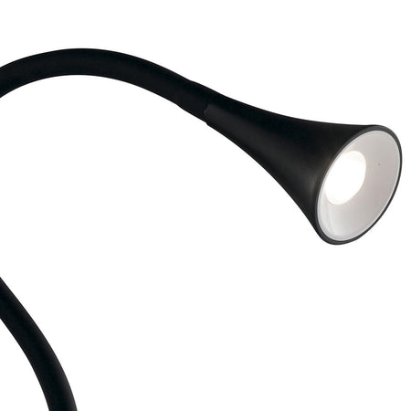 Lampada da Lettura Applique Metallo Silicone Nero Moderna Led 3 watt Luce Naturale