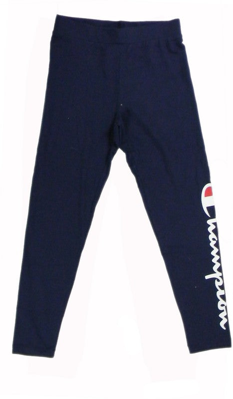 Champion 3/4 LEGGINGS Cotton Lycra gr.230 Basic Logo Grande Blu Navi