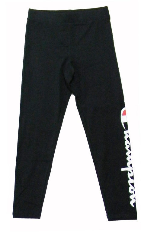 Champion 3/4 LEGGINGS Cotton Lycra gr.230 Basic Logo Grande Nero