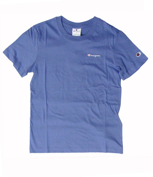 Champion TEE Light Cotton Jersey Donna Logo Piccolo Cotone Avio