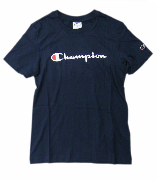 Champion TEE Light Cotton Jersey Donna Logo Grande Cotone Blu navy
