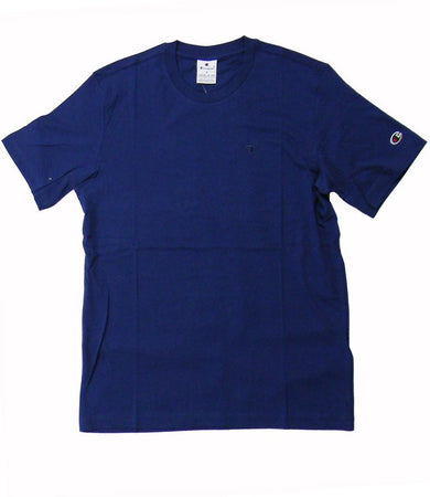Champion SS TEE Light Cotton Jersey Uomo Logo Piccolo Cotone Blu Navy