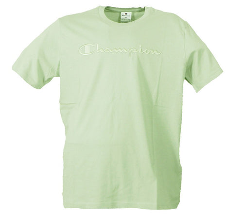 Champion SS TEE Light Cotton Jersey Uomo Logo Grande Cotone Verde