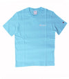 Champion SS TEE Light Cotton Jersey  Uomo Logo Piccolo Cotone Celeste