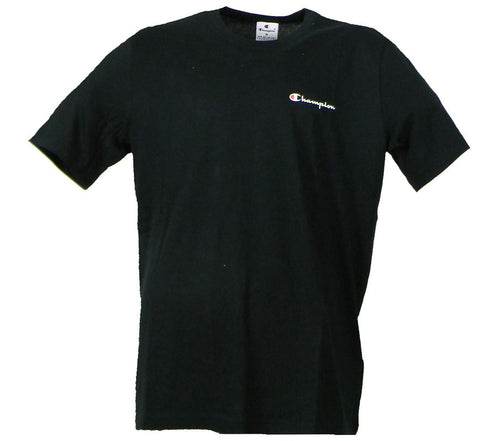 Champion SS TEE Light Cotton Jersey  Uomo Logo Piccolo Cotone Nero