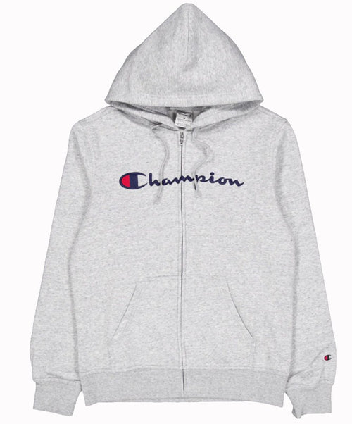 Champion FULL ZIP HOODIE SWEATSHIRT Heavy Soft Compact Spring Poly Terry Uomo, Grigio