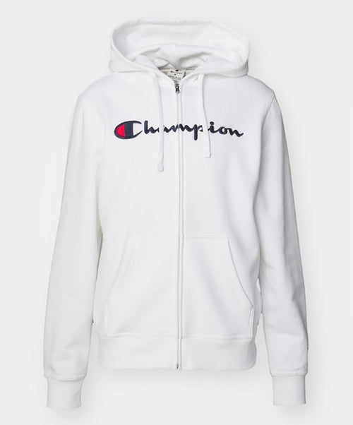 Champion FULL ZIP HOODIE SWEATSHIRT Heavy Soft Compact Spring Poly Terry Uomo, Bianco