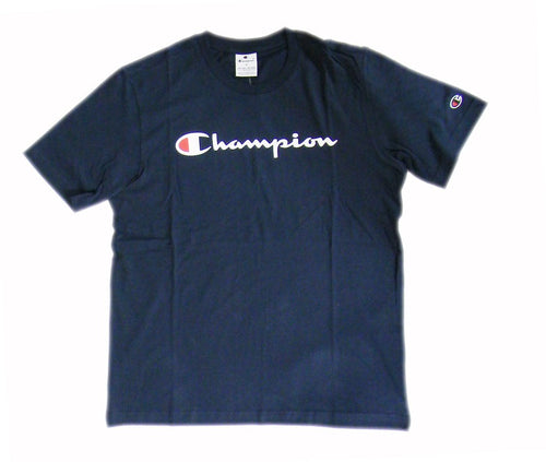 Champion TEE Light Cotton Jersey Uomo Logo Grande Cotone Blu navi