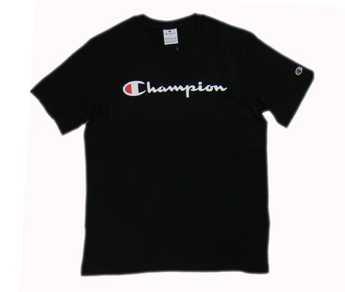 Champion TEE Light Cotton Jersey Uomo Logo Grande Cotone Nero