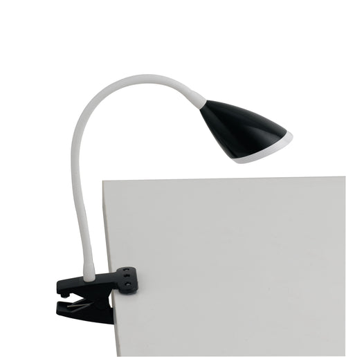 Lampada da Tavolo Flessibile con Pinza Silicone paralume Metallo Nero Led 3,2 watt Luce Naturale