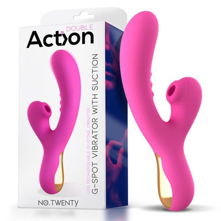 Vibratore Rabbit doppio silicone FUCSIA 22,2 cm ACTION NO.TWENTY