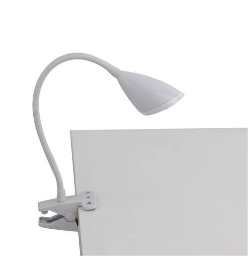 Lume per Scrivania con Pinza paralume Metallo Bianco Silicone Flessibile Led 3,2 watt Luce Naturale