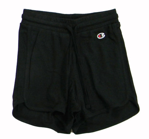 Champion SHORT Soft Cotton Rib Donna Logo Piccolo Cotone Nero