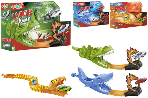 Pista Animale Feroce con Auto Plastica 3 Assortimenti