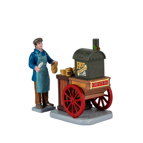 Personaggi per villaggio di Natale  Le caldarroste piccanti di Chester in resina