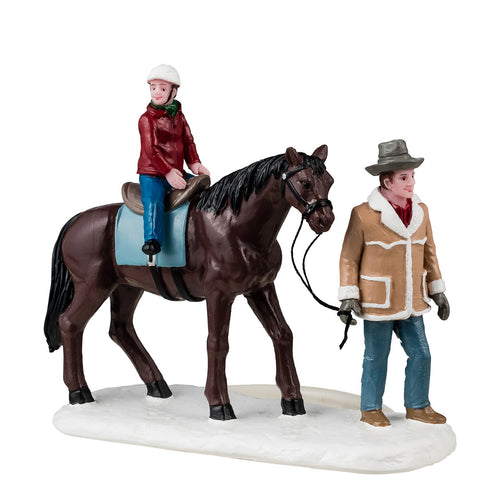Personaggi per villaggio di Natale Happy Trails in resina