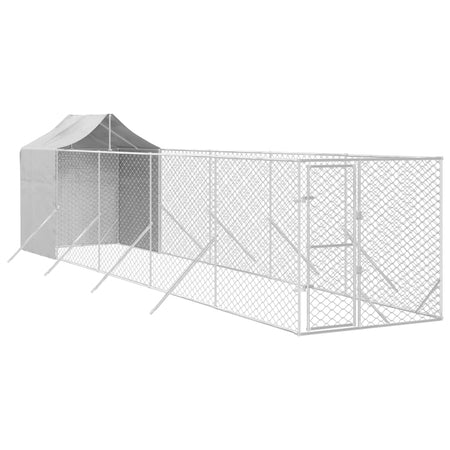 Cuccia per Cani Gatti Recinto da Esterno Tetto Argento 2x10x2,5m Acciaio Zincato