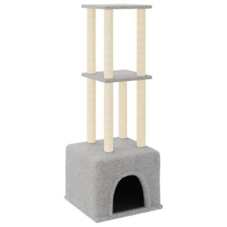 Albero per Gatti con Tiragraffi in Sisal in Legno Grigio Chiaro 133,5 cm