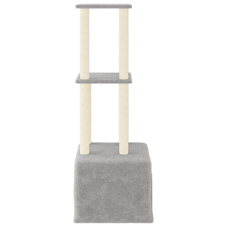 Albero per Gatti con Tiragraffi in Sisal in Legno Grigio Chiaro 133,5 cm