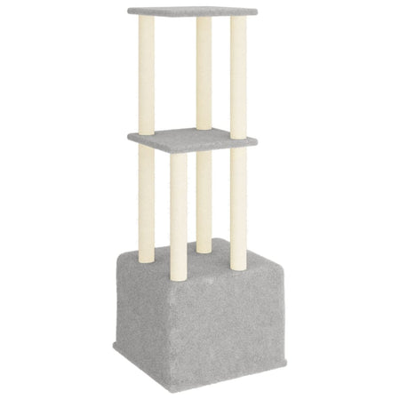 Albero per Gatti con Tiragraffi in Sisal in Legno Grigio Chiaro 133,5 cm