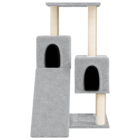 Albero Tiragraffi per Gatti in Sisal Grigio Chiaro 82 cm con Casette