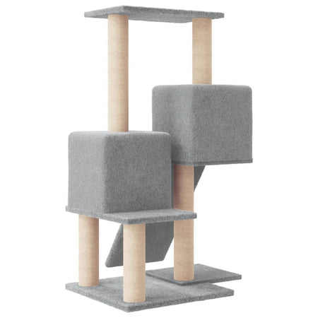 Albero Tiragraffi per Gatti in Sisal Grigio Chiaro 82 cm con Casette