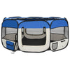Box per Cani Gatti Pieghevole Traspirante con Borsa Trasporto Blu 145x145x61 cm