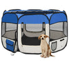 Box per Cani Gatti Pieghevole con Borsa Trasporto Blu 110x110x58 cm