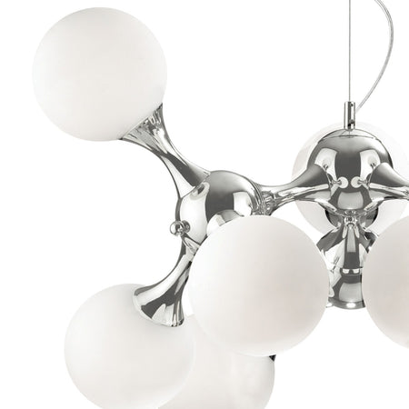 Lampadario moderno Ideal Lux NODI BIANCO SP9 082059 E14 LED vetro metallo lampada soffitto