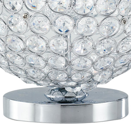 Lampada da Tavolo Sferia Metallo Cromato Cristalli K9 Tondi Lume Interno G9