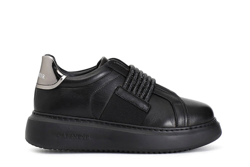 SNEAKERS IN PELLE CON ACCESSORIO STRASSE ELASTICI