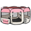 Box per Cani Gatti Pieghevole Traspirante con Borsa Trasporto Rosa 125x125x61 cm