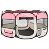 Box per Cani Gatti Pieghevole Traspirante con Borsa Trasporto Rosa 125x125x61 cm