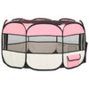 Box per Cani Gatti Pieghevole Traspirante con Borsa Trasporto Rosa 125x125x61 cm