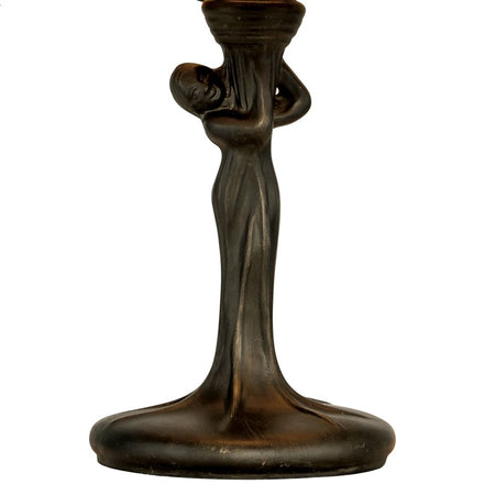 Lumetto Fusto Metallo paralume Vetro Colorato Floreale Lampada Da Tavolo E14