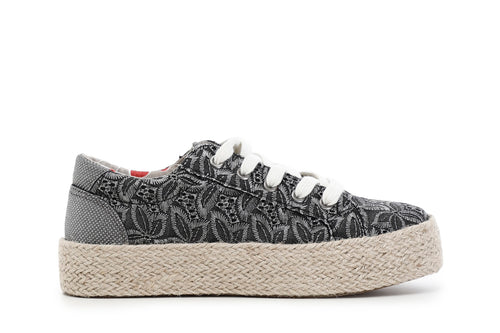 SNEAKER FASCIA CORDA IN CANVAS RICAMATO