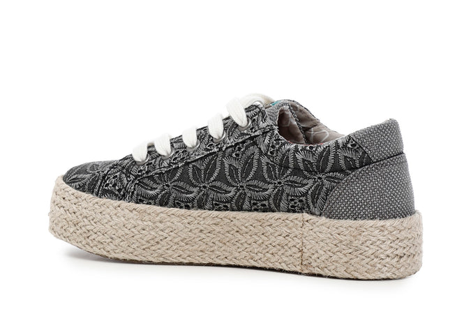 SNEAKER FASCIA CORDA IN CANVAS RICAMATO