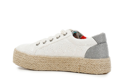 SNEAKER FASCIA CORDA IN CANVAS RICAMATO