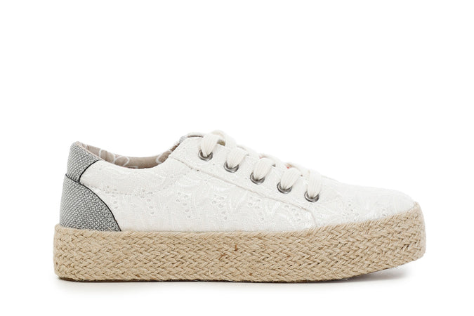 SNEAKER FASCIA CORDA IN CANVAS RICAMATO